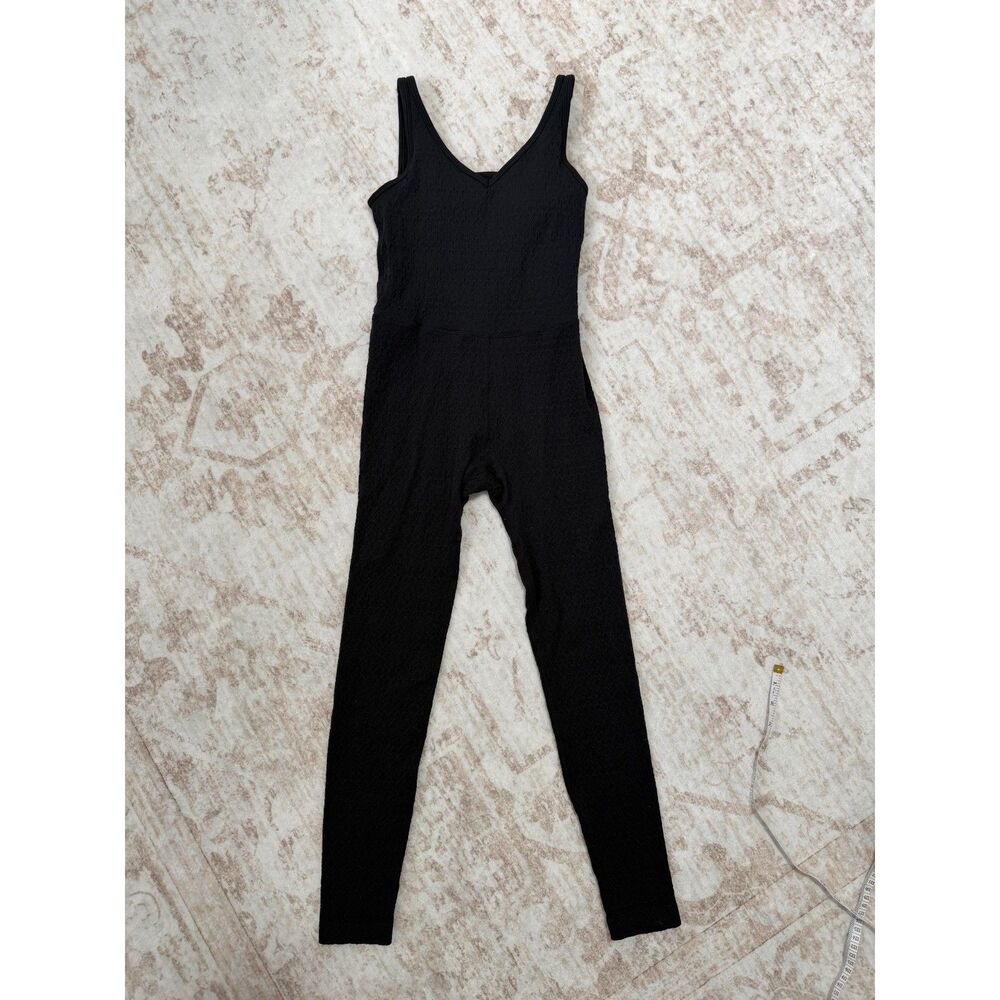 Black Textured Diamond Knit Sleeveless Crossback Unitard Jumpsuit